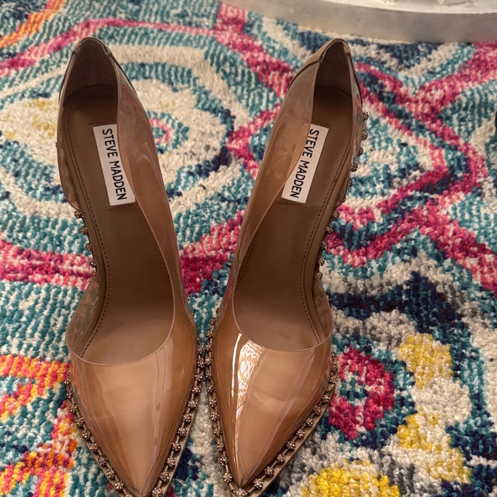 Steve Madden Beige Heels with Studded Trim